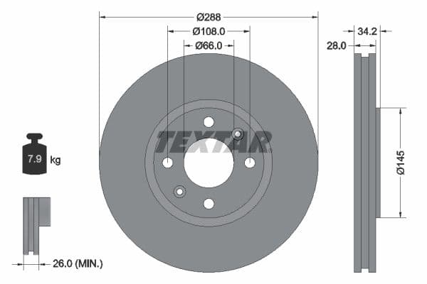 Disc frana TEXTAR 92107800