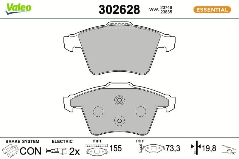 set placute frana,frana disc VALEO 302628