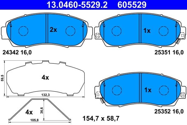 set placute frana,frana disc ATE 13.0460-5529.2