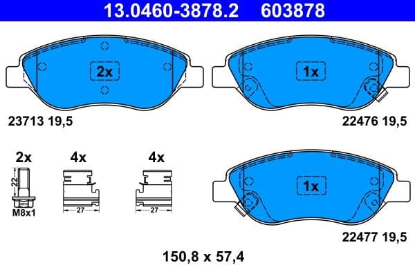 set placute frana,frana disc ATE 13.0460-3878.2