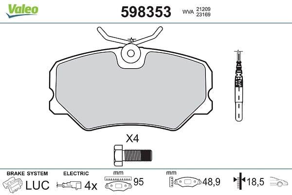 set placute frana,frana disc VALEO 598353
