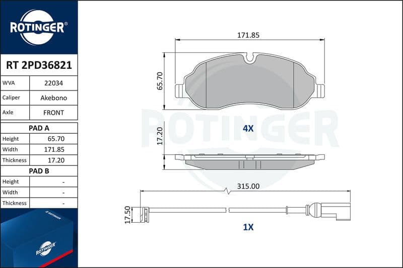 set placute frana,frana disc ROTINGER RT 2PD36821