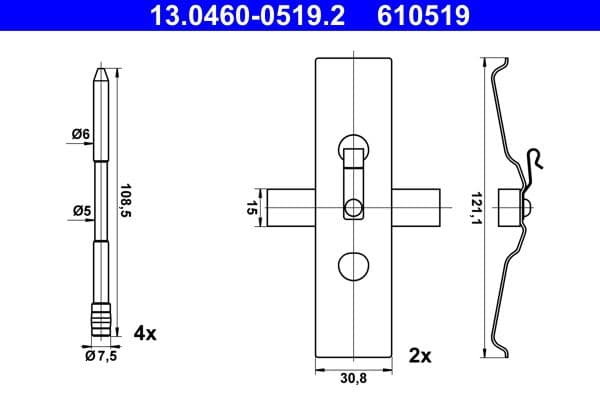 Set accesorii, placute frana ATE 13.0460-0519.2