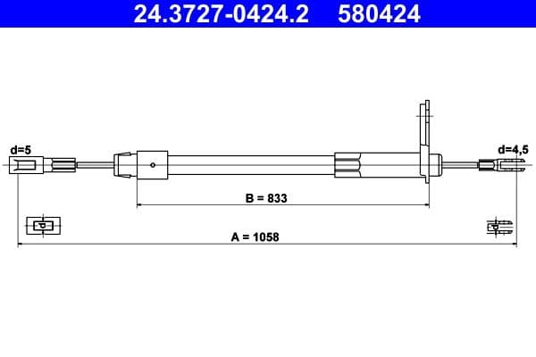Cablu, frana de parcare ATE 24.3727-0424.2