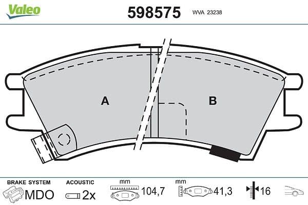 set placute frana,frana disc VALEO 598575