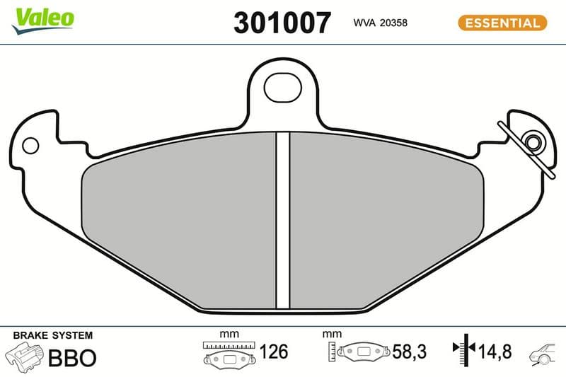 set placute frana,frana disc VALEO ESSENTIAL 301007