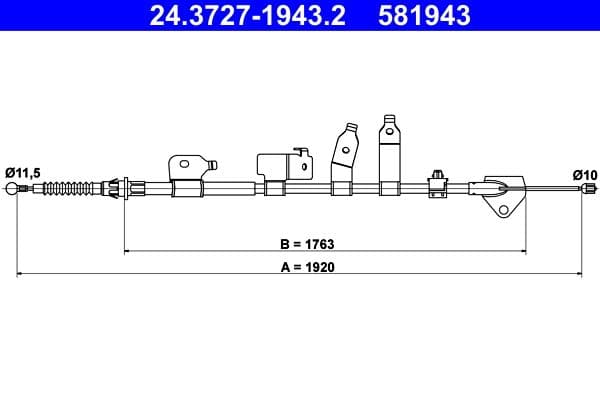 Cablu, frana de parcare ATE 24.3727-1943.2