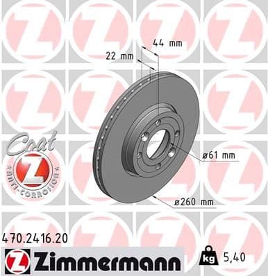 Disc frana ZIMMERMANN COAT Z 470.2416.20