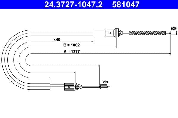 Cablu, frana de parcare ATE 24.3727-1047.2