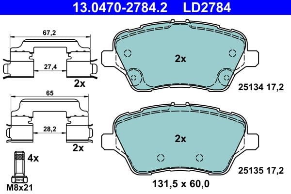 set placute frana,frana disc ATE Ceramic 13.0470-2784.2