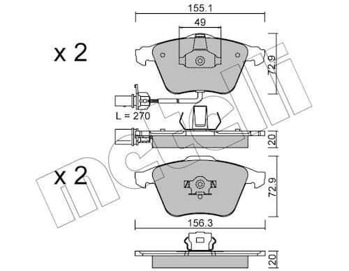 set placute frana,frana disc METELLI 22-0549-1
