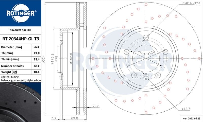 Disc frana ROTINGER RT 20344HP-GL T3