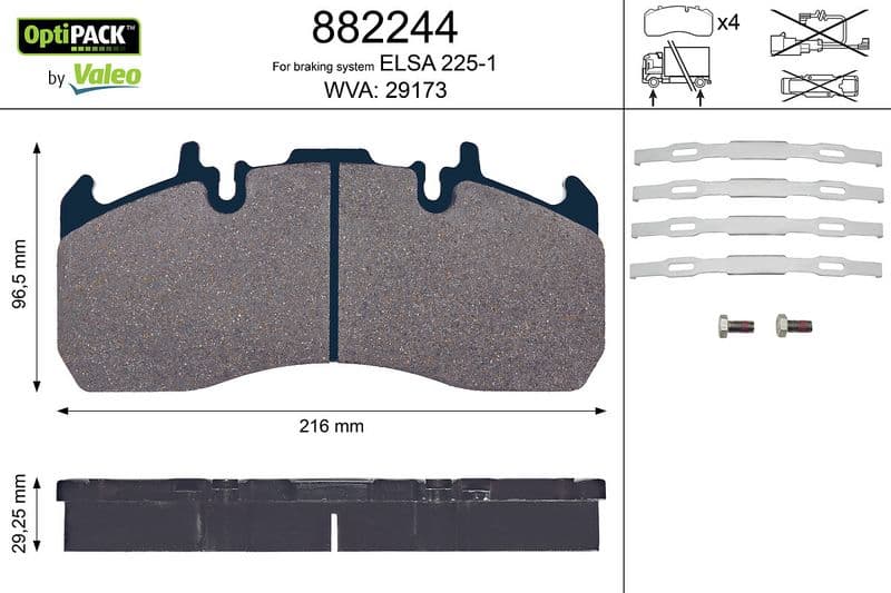 set placute frana,frana disc VALEO OPTIPACK 882244