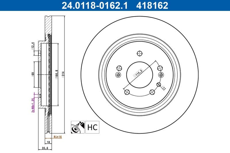 Disc frana ATE 24.0118-0162.1