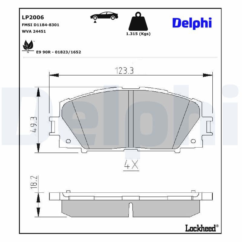 set placute frana,frana disc DELPHI LP2006