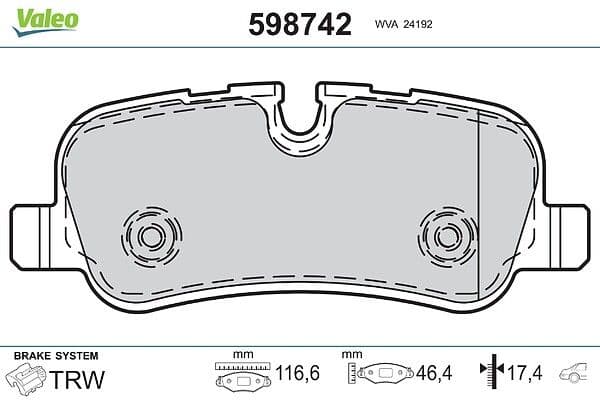 set placute frana,frana disc VALEO 598742