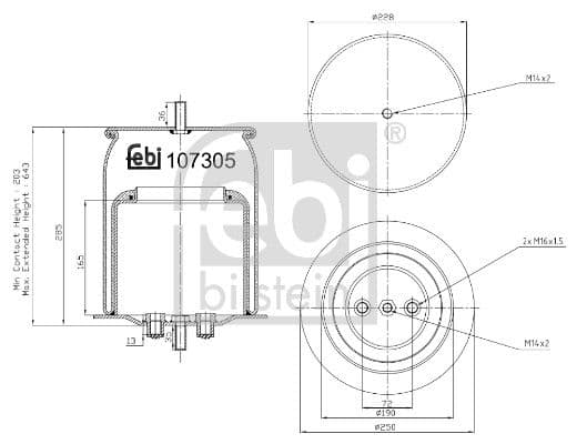 Burduf, suspensie pneumatica FEBI BILSTEIN 107305
