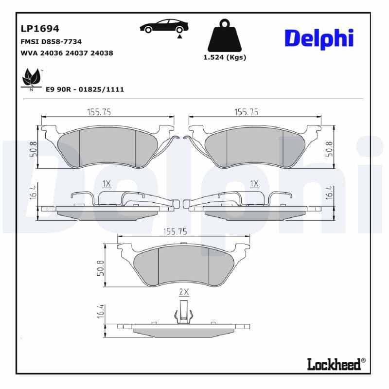 set placute frana,frana disc DELPHI LP1694