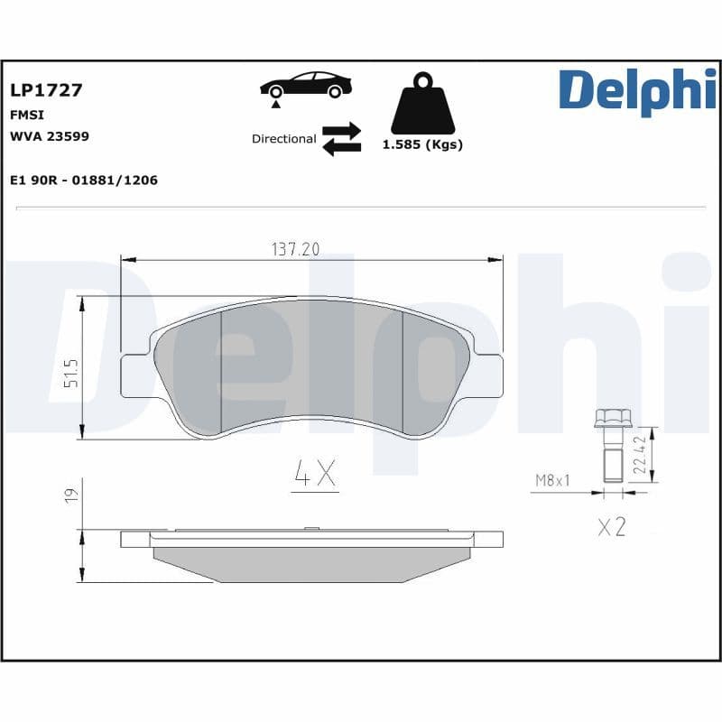 set placute frana,frana disc DELPHI LP1727