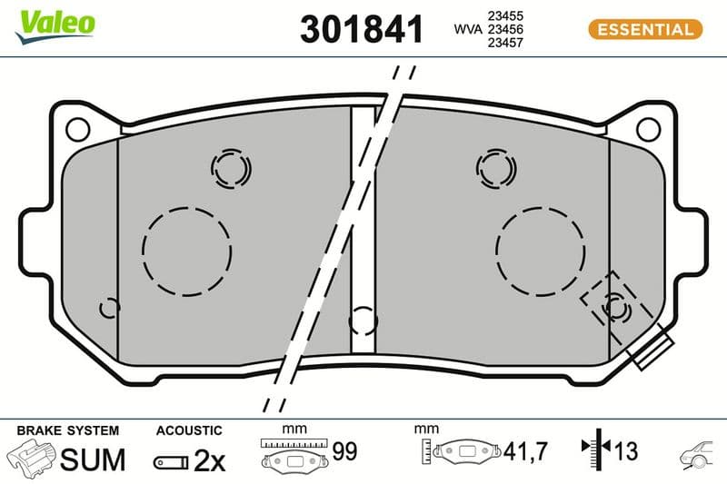 set placute frana,frana disc VALEO ESSENTIAL 301841
