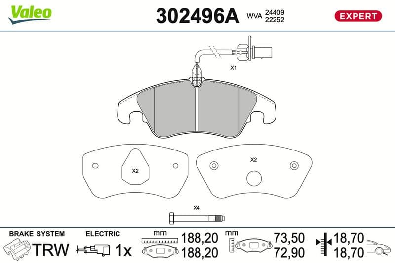 set placute frana,frana disc VALEO 302496A