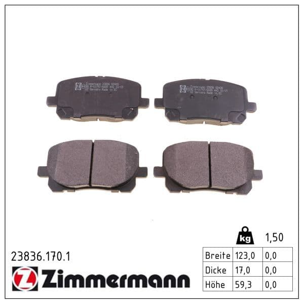 set placute frana,frana disc ZIMMERMANN 23836.170.1