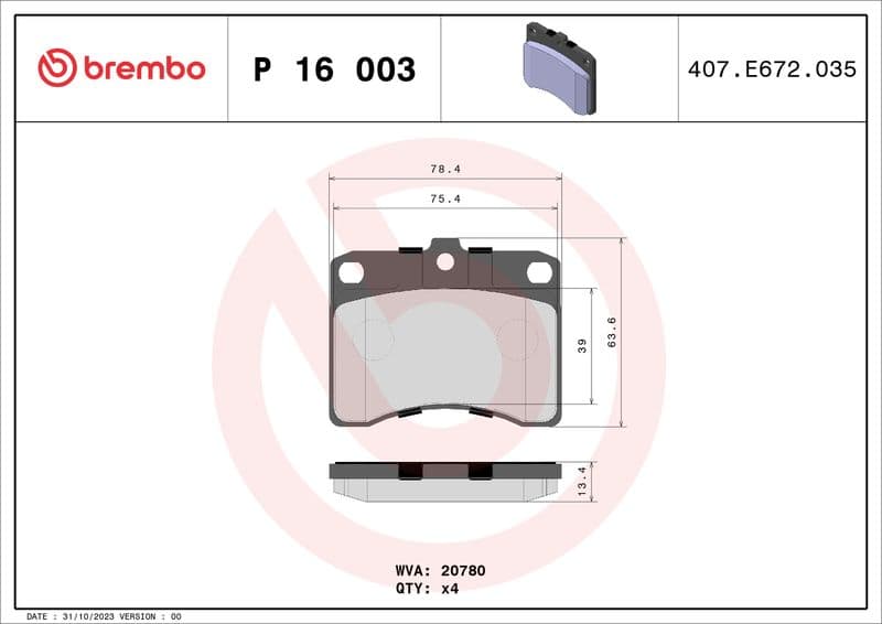 set placute frana,frana disc BREMBO PRIME LINE P 16 003
