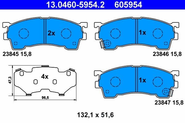 set placute frana,frana disc ATE 13.0460-5954.2
