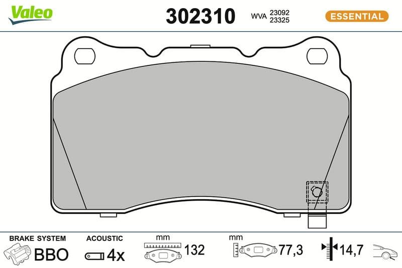 set placute frana,frana disc VALEO ESSENTIAL 302310