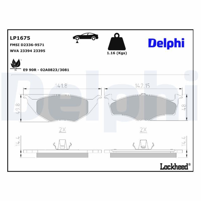 set placute frana,frana disc DELPHI LP1675
