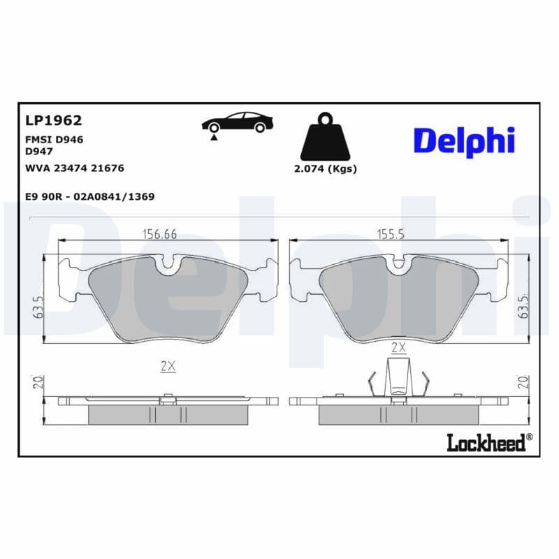 set placute frana,frana disc DELPHI LP1962