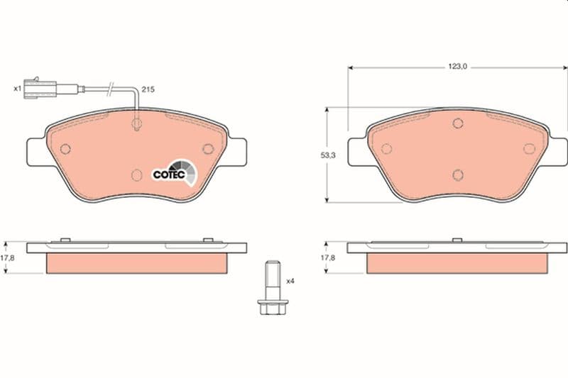set placute frana,frana disc TRW COTEC GDB1482