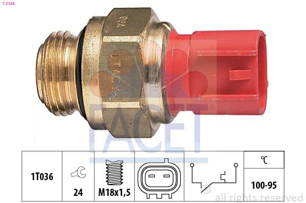 Comutator temperatura, ventilator radiator FACET Made in Italy - OE Equivalent 7.5186