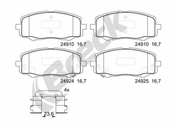set placute frana,frana disc BRECK 24910 00 702 00