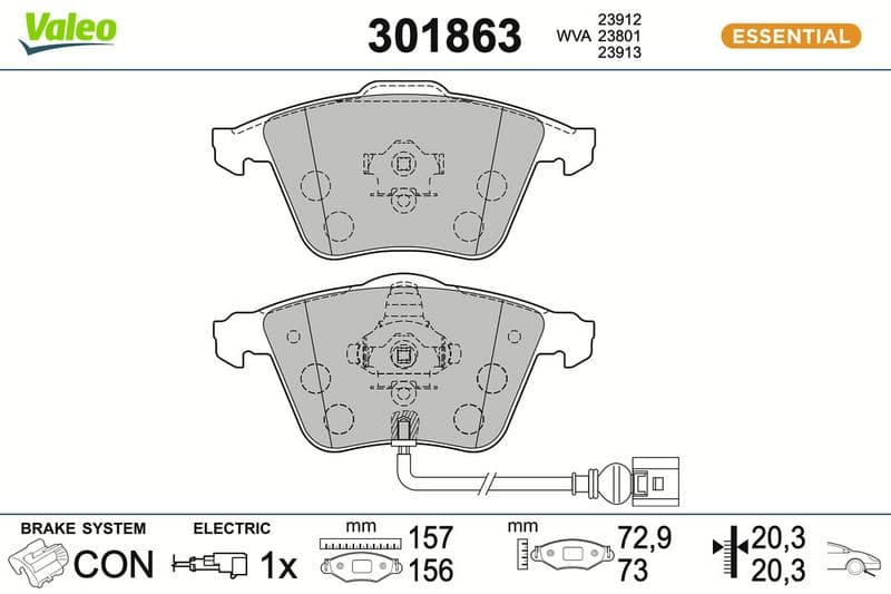 set placute frana,frana disc VALEO ESSENTIAL 301863
