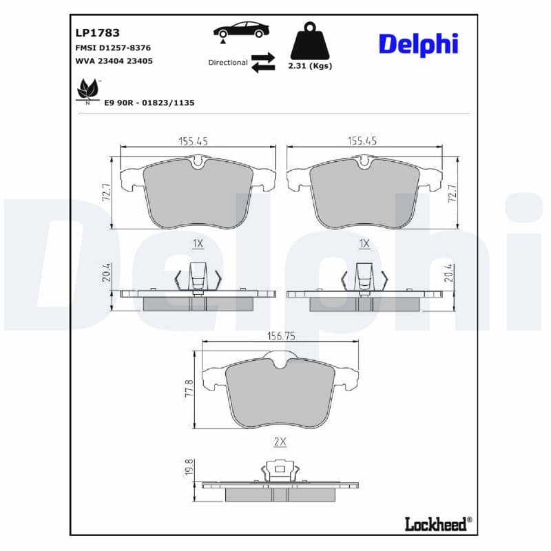 set placute frana,frana disc DELPHI LP1783
