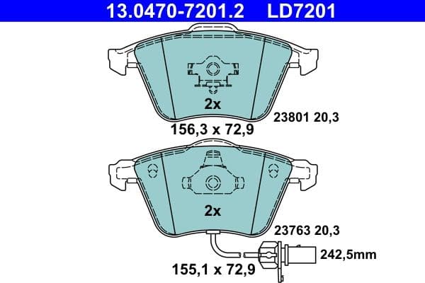 set placute frana,frana disc ATE Ceramic 13.0470-7201.2