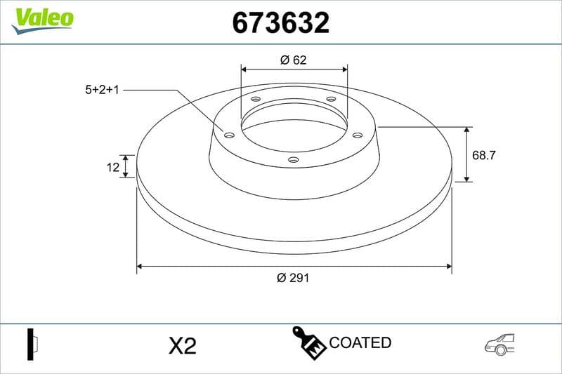 Disc frana VALEO COATED 673632