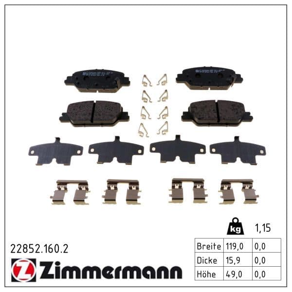 set placute frana,frana disc ZIMMERMANN 22852.160.2