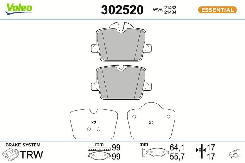 set placute frana,frana disc VALEO ESSENTIAL 302520