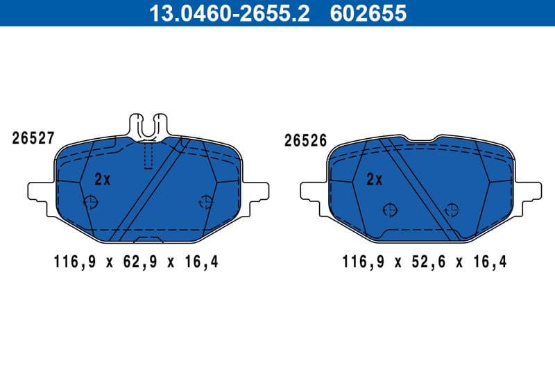 set placute frana,frana disc ATE 13.0460-2655.2
