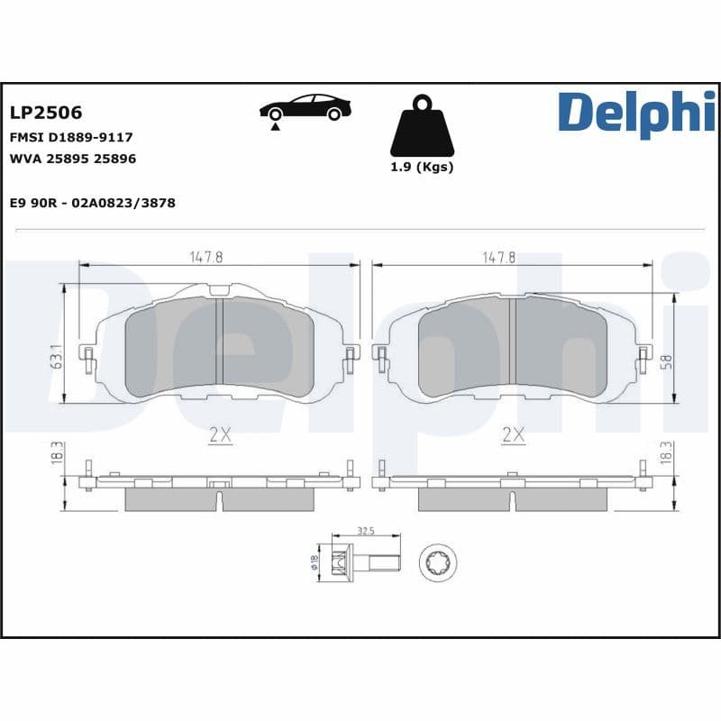 set placute frana,frana disc DELPHI LP2506