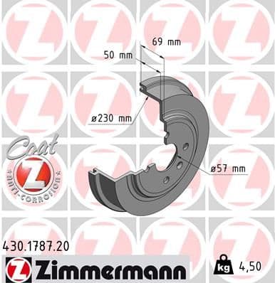 Tambur frana ZIMMERMANN COAT Z 430.1787.20