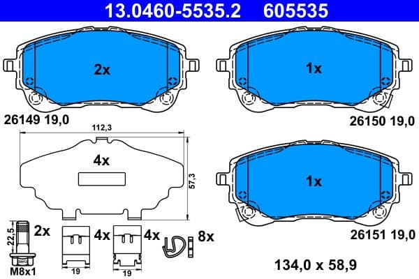 set placute frana,frana disc ATE 13.0460-5535.2