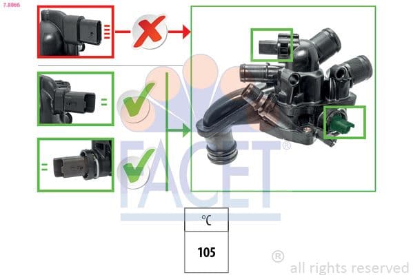 termostat,lichid racire FACET Made in Italy - OE Equivalent 7.8866