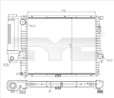 Radiator, racire motor TYC 703-0010-R