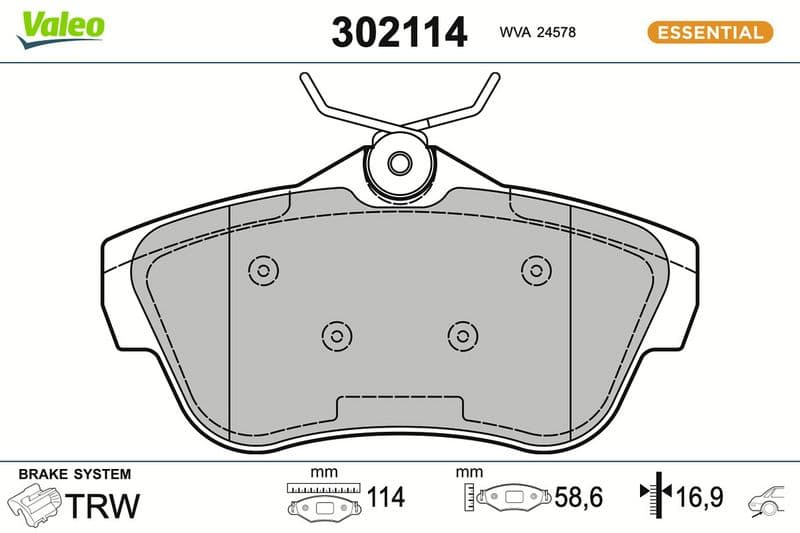 set placute frana,frana disc VALEO ESSENTIAL 302114