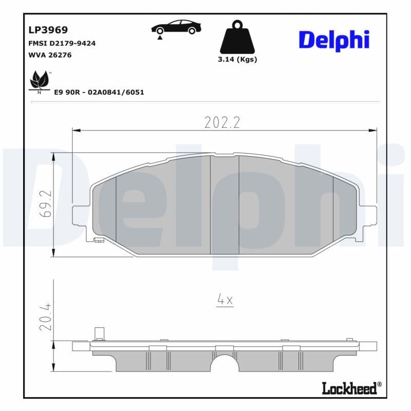 set placute frana,frana disc DELPHI LP3969