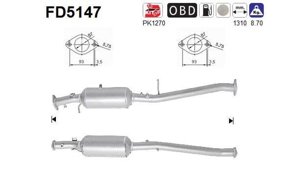 Filtru funingine/particule, sist.de esapament AS-PL FD5147