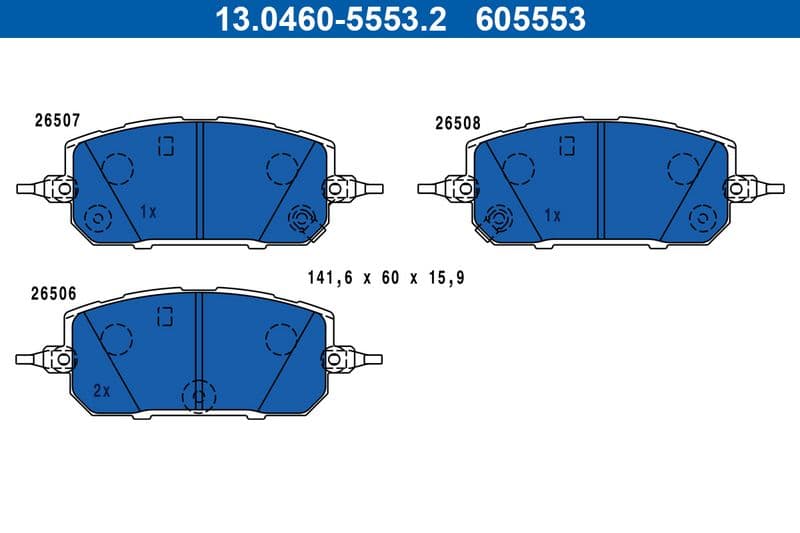 set placute frana,frana disc ATE 13.0460-5553.2